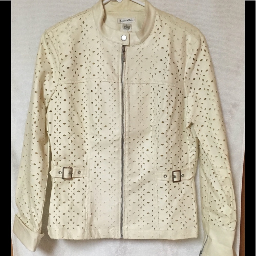 Yvonne le Marie waxed pierced cotton jacket off white M
